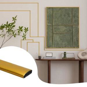 JSIWOTH 26.2피트 필 앤 스틱 벽 몰딩 트림, 벽, 가장자리, 테두리, 창틀, 백스플래시 타일, 베이스보드 등을 위한 매트 골드 자가 접착 유연 트림(W:0.4