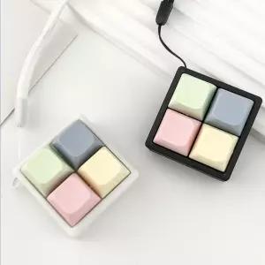 4구 파스텔 딸깍이 키보드 키캡 키링 열쇠고리