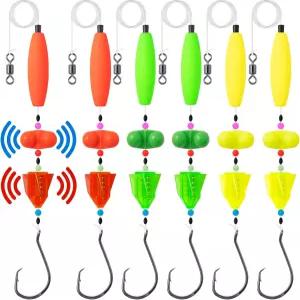 3Pcs/6Pcs 메기 낚시 장비 준비 키트 2 in 1 회전 래틀/더블 비즈 플로트 산티 리그 페그 프리 조정 가능