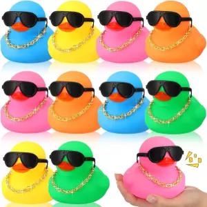 라운드퍼니 10 선글라스로 점보 고무 오리 5인치 자이언트 삐걱거리는 큰 수상 욕조 장난감 샤워 생일