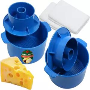 페트리스토르 치즈 제조 키트 - 팔로워 피스톤 블루와 면직물이 포함된 몰드 2개 바구니 패니어 메이커 폼