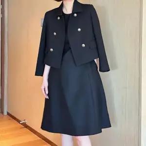 치마 여성용 울 정장세트 솔리드 박스형 더블 반코트 세트 원픽1