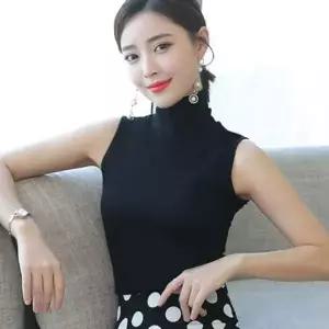 여성 티 티셔츠 목폴라 여름 반목 이너 민소매 여자반목폴라티