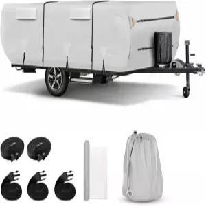 키스트르바 헤비 듀티 420D 옥스포드 8-10피트 팝업 캠핑카 트레일러 커버 상단 텐트와 에어 벤트가 있는