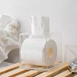 투명 두루마리 휴지 티슈 케이스 화장지케이스 각티슈 보관함 사각 호텔 화장실 카페 수납 커버 인테리어 1