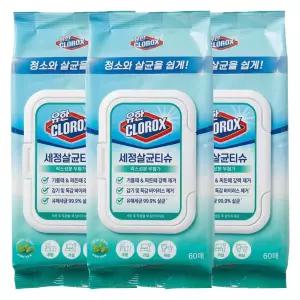 유한크로락스 세정살균티슈 후레시센트 60매 X 3개물청소 크리너 소포 일회용물걸레 일회용 유한 물포