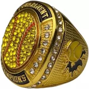 레거시 링 1팩 또는 소프트볼 야구 챔피언십 트로피 토너먼트 결승 진출자 골드톤 옐로우