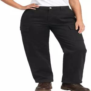 디키스 여성용 플러스 사이즈 카고 팬츠 - 포켓 캐주얼 및 유틸리티 작업 바지가 있는 하이웨이스트 코튼