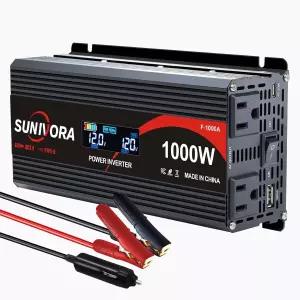 1000와트 자동차 파워 인버터 12V DC-110V/120V AC 컨버터 2000W 피크 LCD 디스플레이 콘센트 2개 및 PD