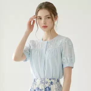 [인베스트] 레이스 배색 물결 블라우스_IN6M3BL5491