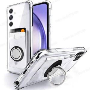 호환 지갑 카드 슬롯 투명 케이스, S25 울트라 S24 FE 링 스탠드 거치대 소프트 실리콘 커버, 삼성 호환제품 호환 S23 삼성 호환제품 호환 플러스 삼성 호환제품 호환