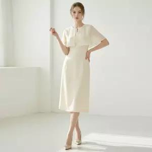 [인베스트] 쉬폰 케이프 배색 슬림 원피스_IN6M1OP3630