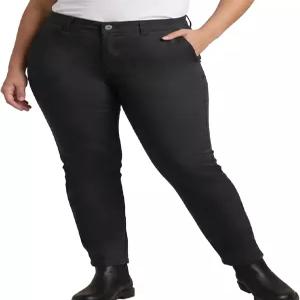디키스 여성 플러스 사이즈 작업 바지 - 미드 라이즈 슬림 핏 스키니 레그 트윌 비즈니스 작업복 및 캐주얼