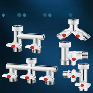 세탁기 수도꼭지분배기 3구 세갈래 베란다 급 유니온 형 레버 스위치 수전 정원 변환