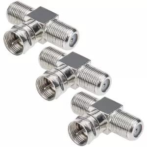 비디오 VCR 안테나 TV 케이블 위성용 동축 스플리터 2 in 1 아웃 3팩 F 타입 RG6 남성에서 여성 3방향 T