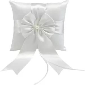 결혼식 링 베어러 베개 - 우아한 활 매듭이 있는 보리 새틴 예식용 클래식 웨딩 쿠션 파티 및 신부