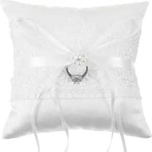 노게키 링 베어러 베개 진주가 달린 웨딩 레이스 결혼식 파티 기념일용 스타일