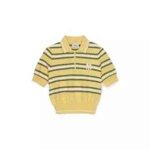 MLB반팔티 JQT 3FKPV0253-50YEL 여성 바시티 스트라이프 반집업 크롭 반팔니트 뉴욕양키스