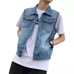 데님조끼 남자 남성 936 민소매 M 자켓 티셔츠 화이트 찢어진 봄 청조끼 여름