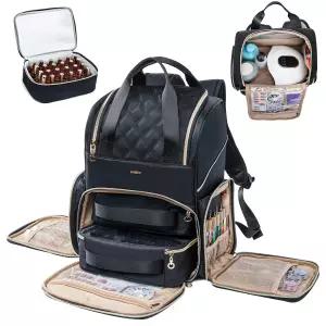 엘큐파 네일 폴리쉬 정리함 백팩 48병(0.5온스)과 드라이어 공급업체용 탈착식 박스 2개 포함 보관 가방