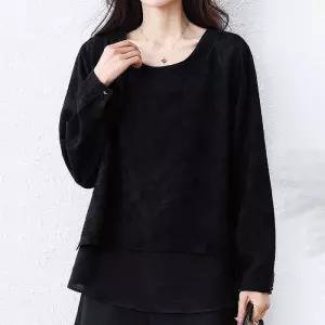 [퀸이즈][퀸이즈] [77까지]조티 빅사이즈 자수 밑단 레이어드 블라우스