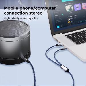 2 in 1 Aux 오디오 케이블 USB C/라이트닝-3.5mm 잭 휴대폰 차량 스피커용  변환