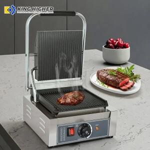 고급 전문가용 싱글 플레이트 전기 접촉식 그릴 토스터 스테인리스 스틸 파니니 메이커 (실내/실외 주방 기