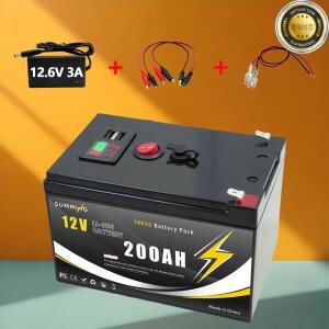 태양광 발전 UPS용 12V 200Ah 리튬 충전식 LiFePO4 배터리 딥 사이클 스쿠터 파워 휠 어군 탐지기 내장