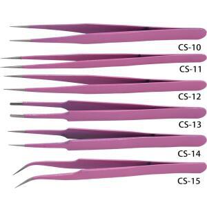CS-10/11/12/13/14/15 핑크 속눈썹 핀셋 스테인레스 스틸 정전기 방지 연장 메이크업 도구 200 개/몫
