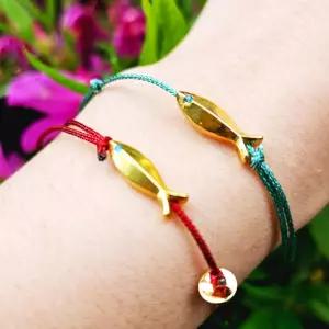 물고기 실팔찌 커플 우정 팔찌 발찌 길이조절 선물 여친선물 남친선물