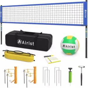 에어리스트 휴대용 배구 네트 세트 뒷마당과 해변을 위한 프로 높이 조절이 가능한 폴이 있는 야외 배구공