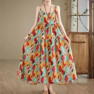 나염원피스 셔링주름 린넨원피스 F007245_땡땡이나염