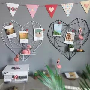 [생활] 하트 벽행거 장식 선반 메쉬망 보드 벽걸이 철망 포토월 인테리어 네트망 사진 진열대