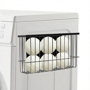 세탁실용 HISATE 자석 건조기 볼 홀더, 보푸라기 바구니 정리 보관함, 세탁실 정리함용 철제 내장 냉장고 용기