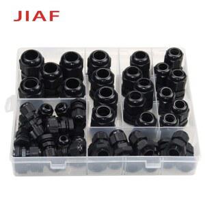 50 PCS 플라스틱 방수 케이블 글 랜드 PG7 PG19 나일론 블랙 케이블 고정 PG13 5 3 15mm 세트 용 가스켓 범위