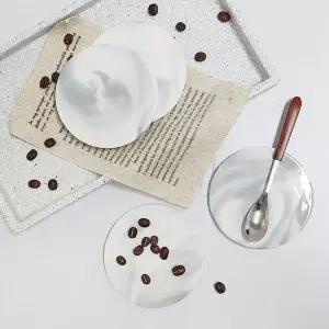 화이트 대리석 코스터 원형 찻잔받침대