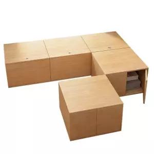 낮은이불장 다다미 평상 윈도우 시트 우드 사각