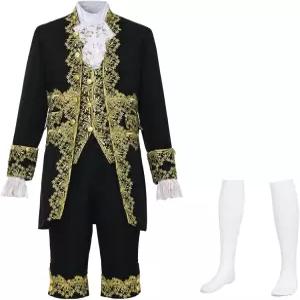 캠돔 남성 빅토리아 시대 의상 정장 중세 로코코 코트 스타일 프린스 코스프레 세트 팬시 드레스