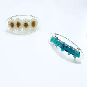 예쁜 생화 꽃 머리핀 데이지 델피눔 자동핀