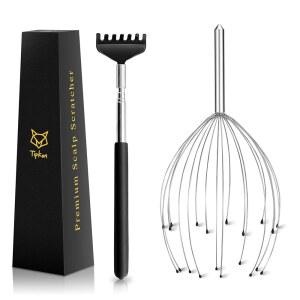 팁콘 마사지기 20 핑거 스크래처, 등 마사지 백 및 바디 마사지용 스타킹 스터퍼 (은색)