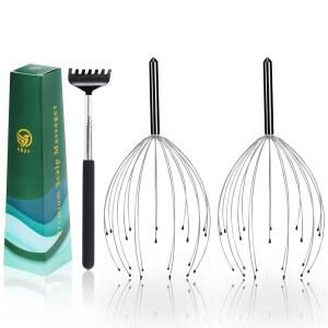 YEZY 마사지기 20 핑거 스크래처 마사지기, 백 스크래처, 마사지용 스타킹 스터퍼 등 마사지 2팩(블랙)