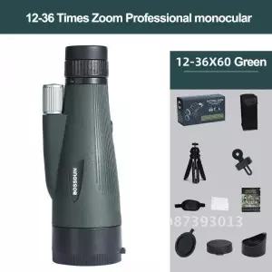 필드스코프 망원경 12-36X60 단안 장거리 줌 조류 관찰 삼각대 전화 클립 야외 캠핑 범위