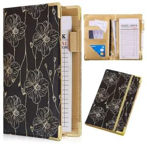 웨이트리스를 위한 귀여운 서버북 머니 포켓 가죽 지퍼 월렛 블랙 서빙북 정리함 에이프런 장착