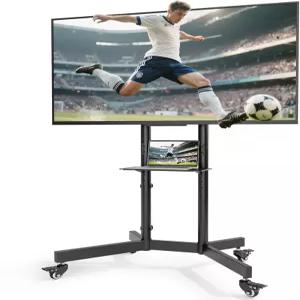 에코티니 최대 200파운드까지 32-86인치 TV용 롤링 스탠드 업그레이드 노트북 선반이 있는 헤비 듀티