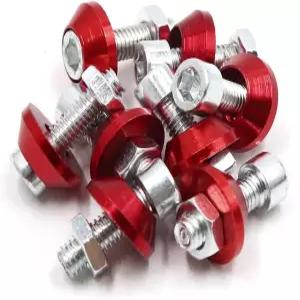 uxcell 8pcs M6x1.0 오토바이 번호판 프레임 나사 볼트 캡 패스너 빨간색
