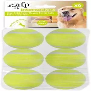 PAWS 인터랙티브 슈퍼 바운스 테니스 공 개 장난감 운동 및 훈련용 반려동물 안전 지름 2.5인치(6팩)용