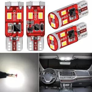 GJTianXK LED 전구 6000K 화이트 슈퍼 브라이트 194 168W T10 교체 캔버스 오류 없음 번호판 돔 지도 제공