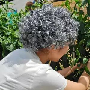 [골드스마일]뽀글머리 할머니 가발 촌캉스 흰머리 백발 분장용