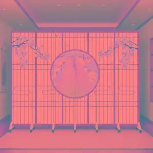 일본 전통 가벽 칸막이 사무라이 그림 방수 파티션 문양