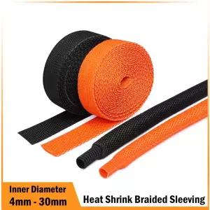 전선보호대 PET 땋은 케이블 열 수축 튜브 4mm-30mm 절연 난연성 자동 라인 와이어 랩 외장 보호